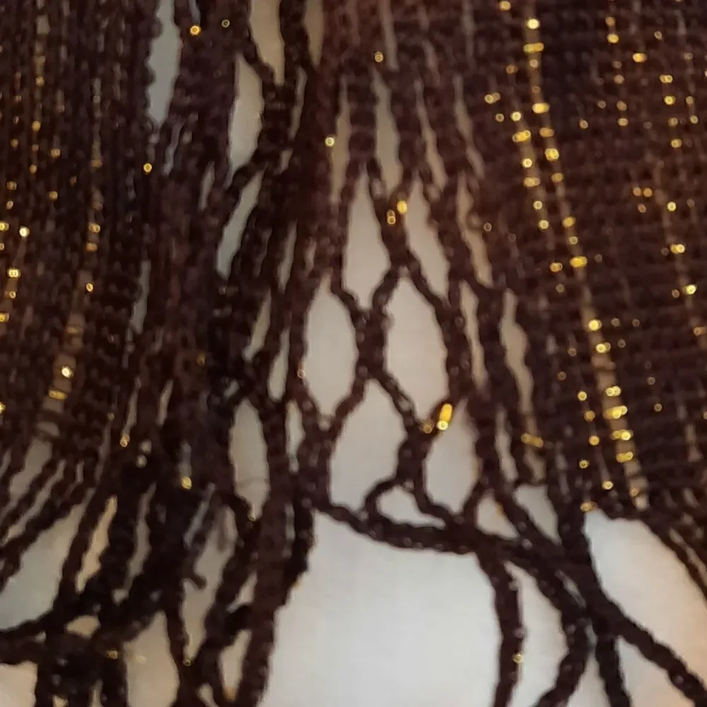 Brown/ Gold Metallic Fringed Netted Scarf/Tie Belt